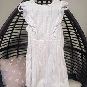 White Eyelet Ruffle Sleeve Sundress